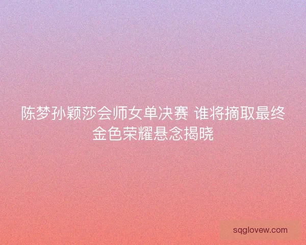 陈梦孙颖莎会师女单决赛 谁将摘取最终金色荣耀悬念揭晓